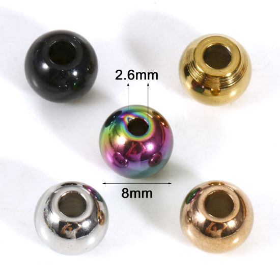 Bild von Umweltfreundlich 201 Edelstahl Perlen für die DIY-Schmuckherstellung Rund Bunt Poliert 8mm D., 10 Stück