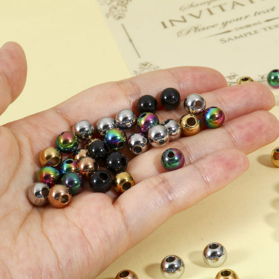 Bild von Umweltfreundlich 201 Edelstahl Perlen für die DIY-Schmuckherstellung Rund Bunt Poliert 8mm D., 10 Stück