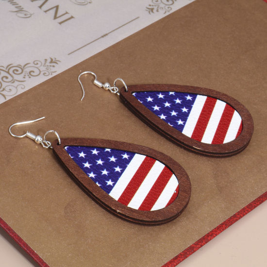 Imagen de PU & Madera Dia de la Independencia Americana Colgantes Marrón Bandera de los Estados Unidos 5 Unidades