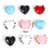Picture of Lampwork Glass Valentine's Day Beads For DIY Jewelry Making Heart Multicolor Dot Enamel About 16mm x 16mm