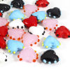 Picture of Lampwork Glass Valentine's Day Beads For DIY Jewelry Making Heart Multicolor Dot Enamel About 16mm x 16mm