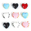 Picture of Lampwork Glass Valentine's Day Beads For DIY Jewelry Making Heart Multicolor Dot Enamel About 16mm x 16mm