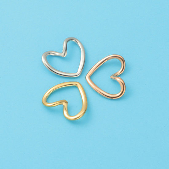 Bild von Umweltfreundlich 304 Edelstahl Valentinstag Steckverbinder Charms Anhänger Herz Bunt Hohl 17mm x 15mm, 3 Stück