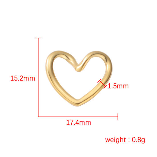 Bild von Umweltfreundlich 304 Edelstahl Valentinstag Steckverbinder Charms Anhänger Herz Bunt Hohl 17mm x 15mm, 3 Stück