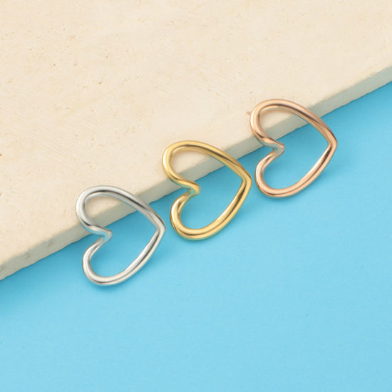 Bild von Umweltfreundlich 304 Edelstahl Valentinstag Steckverbinder Charms Anhänger Herz Bunt Hohl 17mm x 15mm, 3 Stück