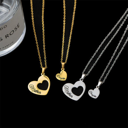Respetuoso del Medio Ambiente 304 Acero Inoxidable Día De La Madre Cable Cadena Cruz Collares Multicolor Corazón Mensaje " Mother & Daughter " 42cm longitud, 1 Unidad