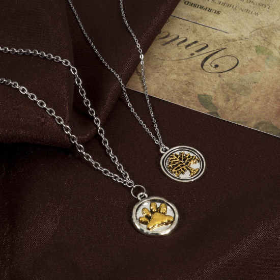 Picture of Zinc Based Alloy Charms Antique Silver Color Gold Tone Antique Gold Two Tone Heart Paw Print