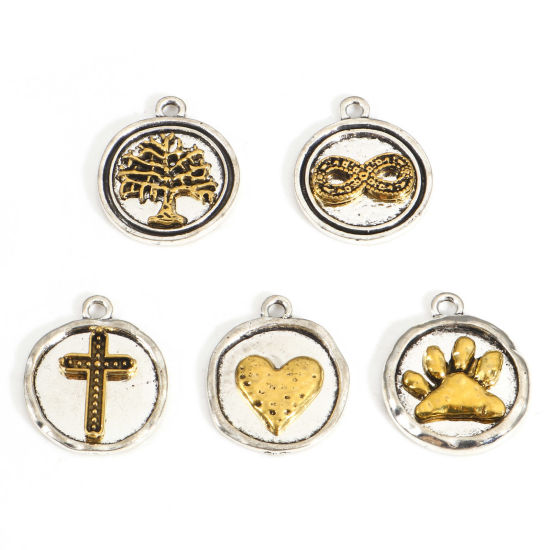 Picture of Zinc Based Alloy Charms Antique Silver Color Gold Tone Antique Gold Two Tone Heart Paw Print