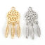 Bild von Messing Charms Echtgold plattiert Traumfänger Feder Hohl 24mm x 9mm, 2 Stück