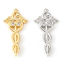 Picture of Brass Religious Pendants Real Gold Plated Half Moon Medical Alert ID Caduceus Clear Cubic Zirconia 3.1cm x 1.5cm