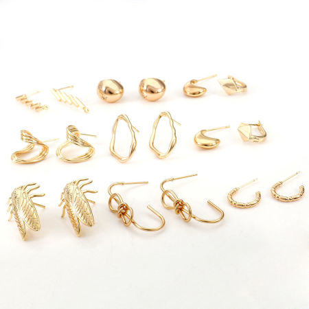 Ottone Accessori Per Orecchini Vero Oro Placcato 2 Pz