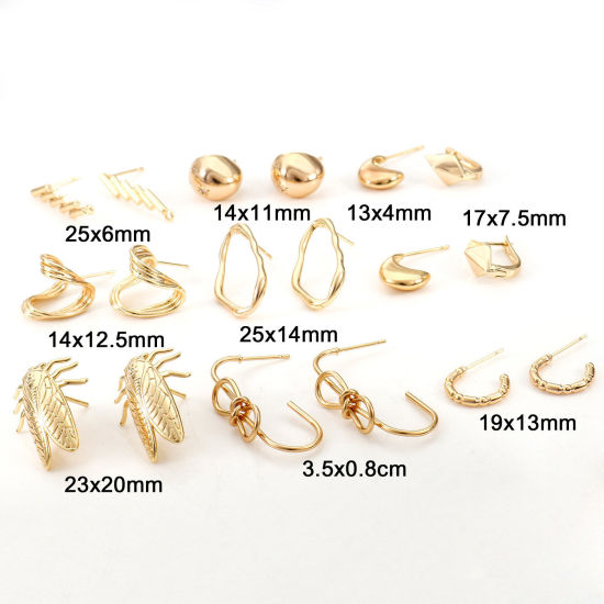 Image de Accessoires de Boucles d'Oreilles en Laiton Plaqué Or Véritable 2 Pcs