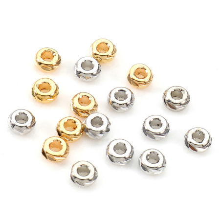 Latón Cuentas para la Fabricación de Joyas con Dijes de Bricolaje Oro Real Chapado Ronda Tallado Aprox 3mm Dia, 20 Unidades