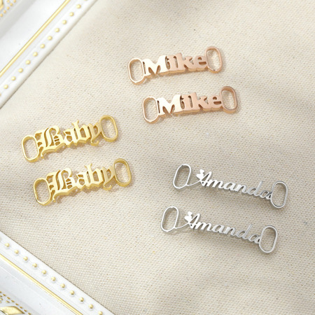 Stainless Steel Customized Name Personalized Letter Shoe Buckles For DIY Shoe Charm Decoration Multicolor
