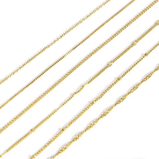 Image de 1 Pièce Respectueux de la Nature Simple & Décontracté Colliers Chaînes Simple en Laiton Plaqué Or 18K Pour Femmes Nouvelle Maman
