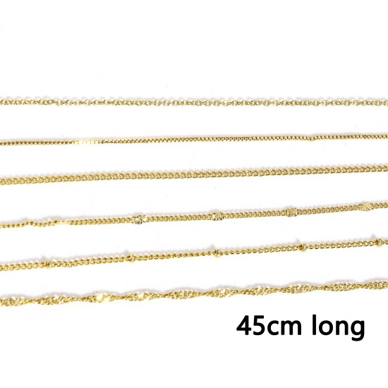 Image de 1 Pièce Respectueux de la Nature Simple & Décontracté Colliers Chaînes Simple en Laiton Plaqué Or 18K Pour Femmes Nouvelle Maman