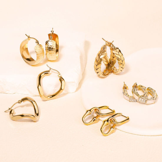 Picture of Eco-friendly Vacuum Plating Retro Stylish 18K Real Gold Plated 304 Stainless Steel Link Chain Earrings For Women Party