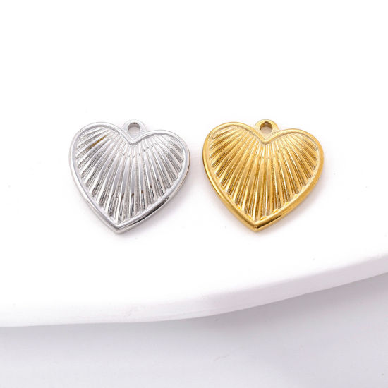 Изображение Экологичный 304 Нержавеющая Сталь День святого Валентина Подвески Сердце Разноцветный 18мм Диаметр, 1 ШТ