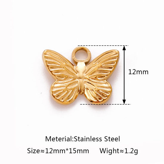 Image de Breloques en 304 Acier Inoxydable Respectueux de la Nature Insecte Papillon Multicolore 15mm x 12mm , 1 Pièce