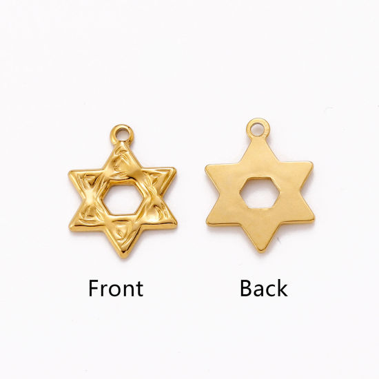 Picture of Eco-friendly 304 Stainless Steel Religious Charms Multicolor Star Of David Hexagram 17mm x 13mm