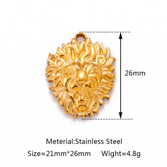 Изображение Экологичный 304 Нержавеющая Сталь Подвески Лев Разноцветный 26мм x 21мм, 1 ШТ