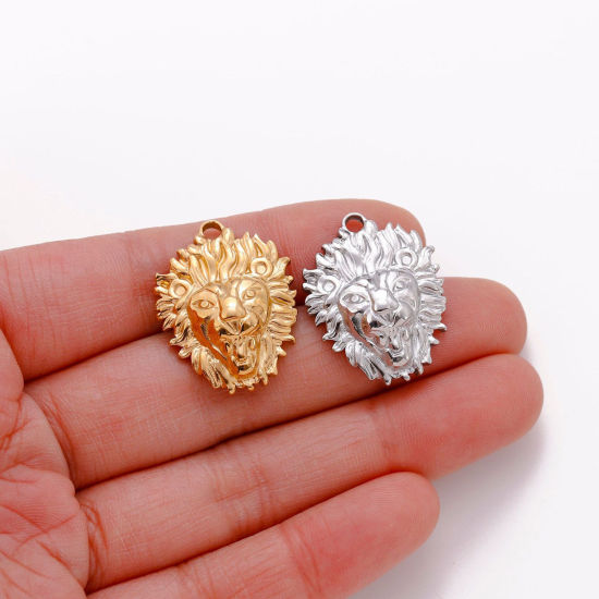 Изображение Экологичный 304 Нержавеющая Сталь Подвески Лев Разноцветный 26мм x 21мм, 1 ШТ