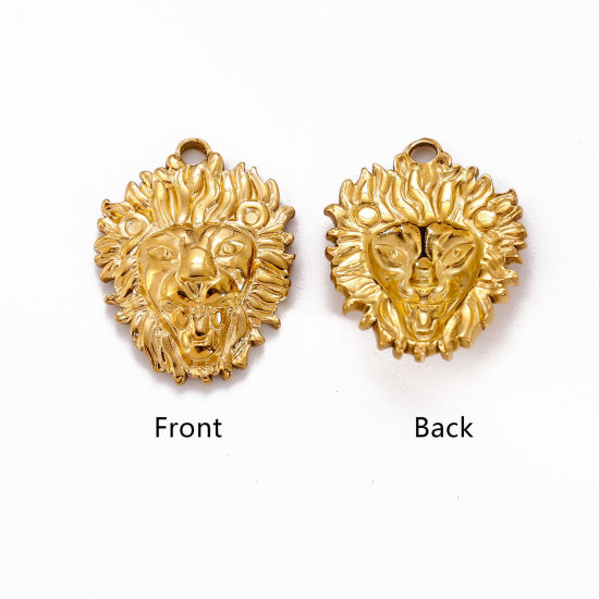 Изображение Экологичный 304 Нержавеющая Сталь Подвески Лев Разноцветный 26мм x 21мм, 1 ШТ