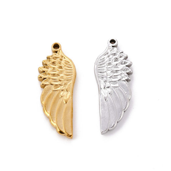 Picture of Eco-friendly 304 Stainless Steel Charms Multicolor Wing 29mm x 11mm