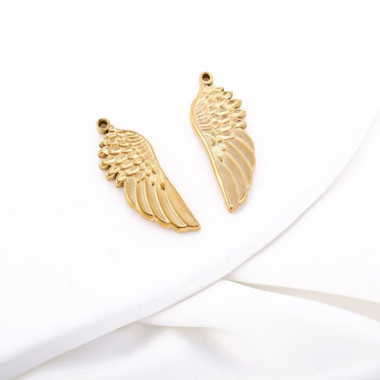 Picture of Eco-friendly 304 Stainless Steel Charms Multicolor Wing 29mm x 11mm