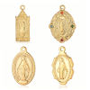 Picture of Eco-friendly Vacuum Plating 304 Stainless Steel Pendants 18K Gold Plated Oval Cross Multicolor Rhinestone