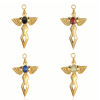 Picture of Eco-friendly Vacuum Plating 304 Stainless Steel Pendants 18K Gold Plated Oval Cross Multicolor Rhinestone