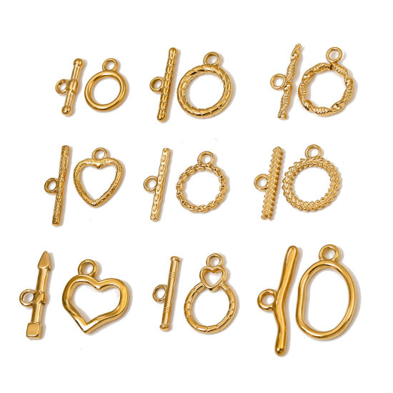 Picture of Eco-friendly 304 Stainless Steel Toggle Clasps Round Heart Multicolor