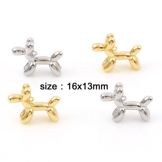 Picture of Brass Charms Real Gold Plated Balloon Dog 16mm x 13mm                                                                                                                                                                                                         