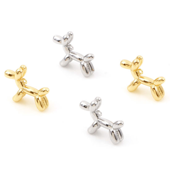 Picture of Brass Charms Real Gold Plated Balloon Dog 16mm x 13mm                                                                                                                                                                                                         