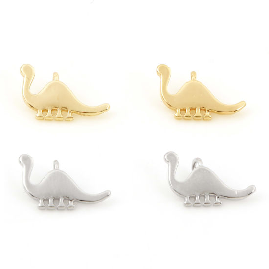 Picture of Brass Charms Real Gold Plated Dinosaur Animal 13mm x 8mm