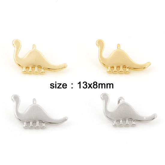 Picture of Brass Charms Real Gold Plated Dinosaur Animal 13mm x 8mm