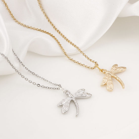 Изображение Латунь Насекомое Подвески Стрекоза настоящее золото с покрытием 22мм x 20мм, 2 ШТ