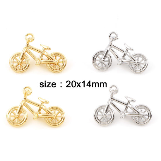 Picture of Brass Charms Real Gold Plated Bicycle 3D 20mm x 14mm