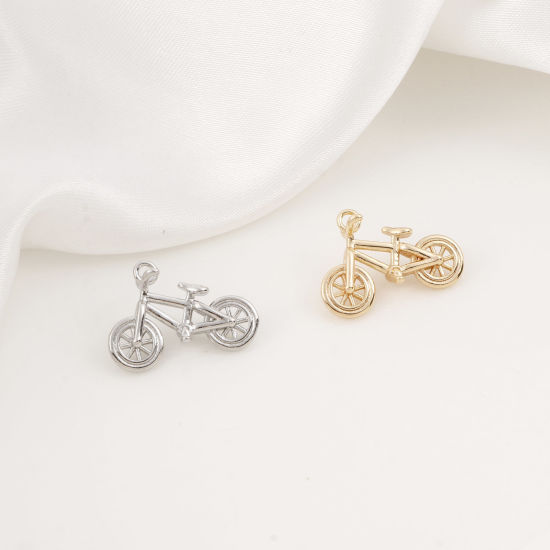 Picture of Brass Charms Real Gold Plated Bicycle 3D 20mm x 14mm