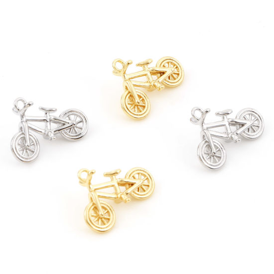 Picture of Brass Charms Real Gold Plated Bicycle 3D 20mm x 14mm