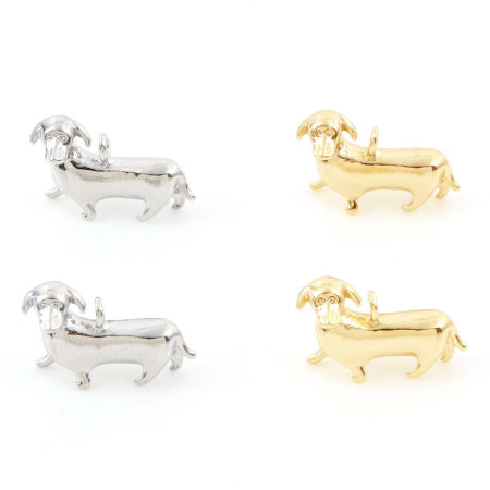 Brass Charms Real Gold Plated Dachshund Animal 3D 14mm x 10mm