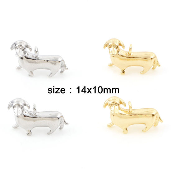 Picture of Brass Charms Real Gold Plated Dachshund Animal 3D 14mm x 10mm