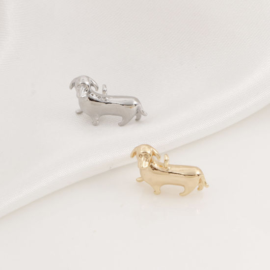 Picture of Brass Charms Real Gold Plated Dachshund Animal 3D 14mm x 10mm