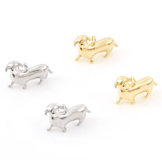 Picture of Brass Charms Real Gold Plated Dachshund Animal 3D 14mm x 10mm