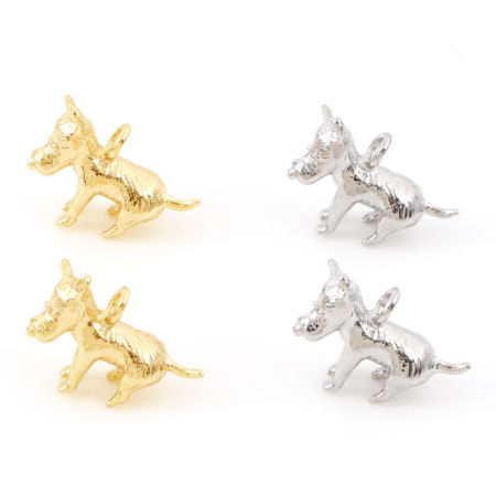Picture of Brass Charms Real Gold Plated Dog Animal 3D 14mm x 11mm