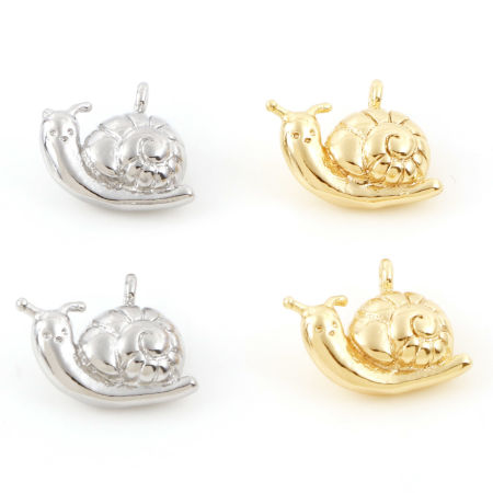 Picture of Brass Charms Real Gold Plated Snail Animal 3D 13mm x 10mm