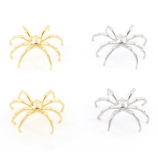 Picture of Brass Insect Charms Real Gold Plated Halloween Spider Animal 3D 3cm x 2.7cm