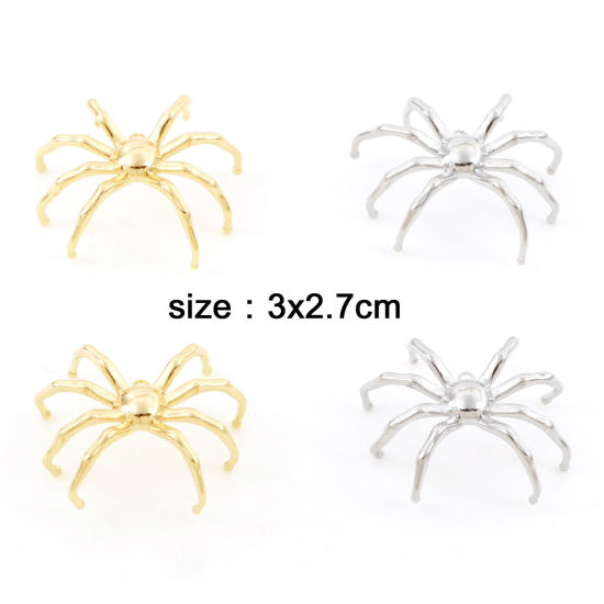 Picture of Brass Insect Charms Real Gold Plated Halloween Spider Animal 3D 3cm x 2.7cm