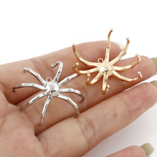 Picture of Brass Insect Charms Real Gold Plated Halloween Spider Animal 3D 3cm x 2.7cm