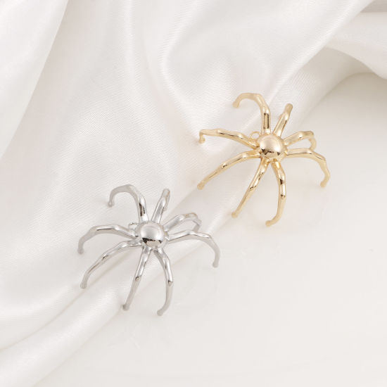 Picture of Brass Insect Charms Real Gold Plated Halloween Spider Animal 3D 3cm x 2.7cm